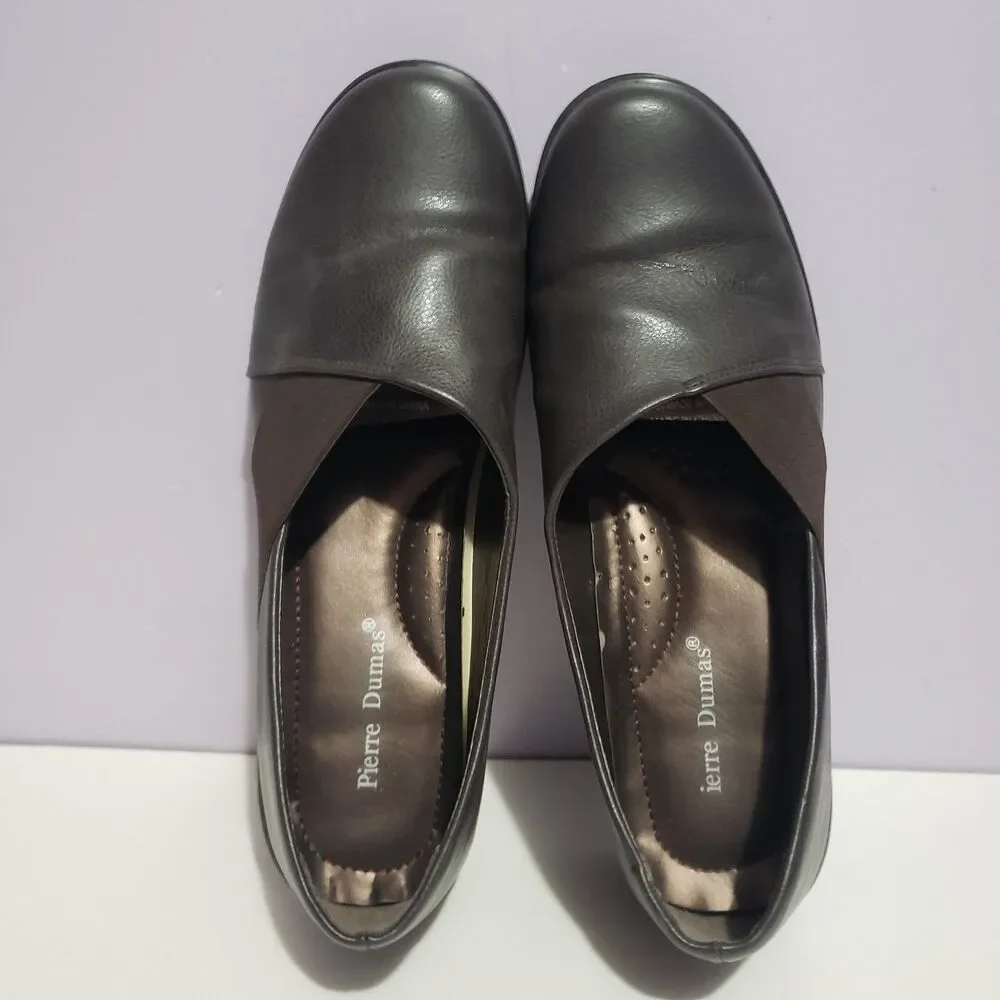 Pierre Dumas Sz 11 Brown Faux Leather Women's Slip On Dress Shoes